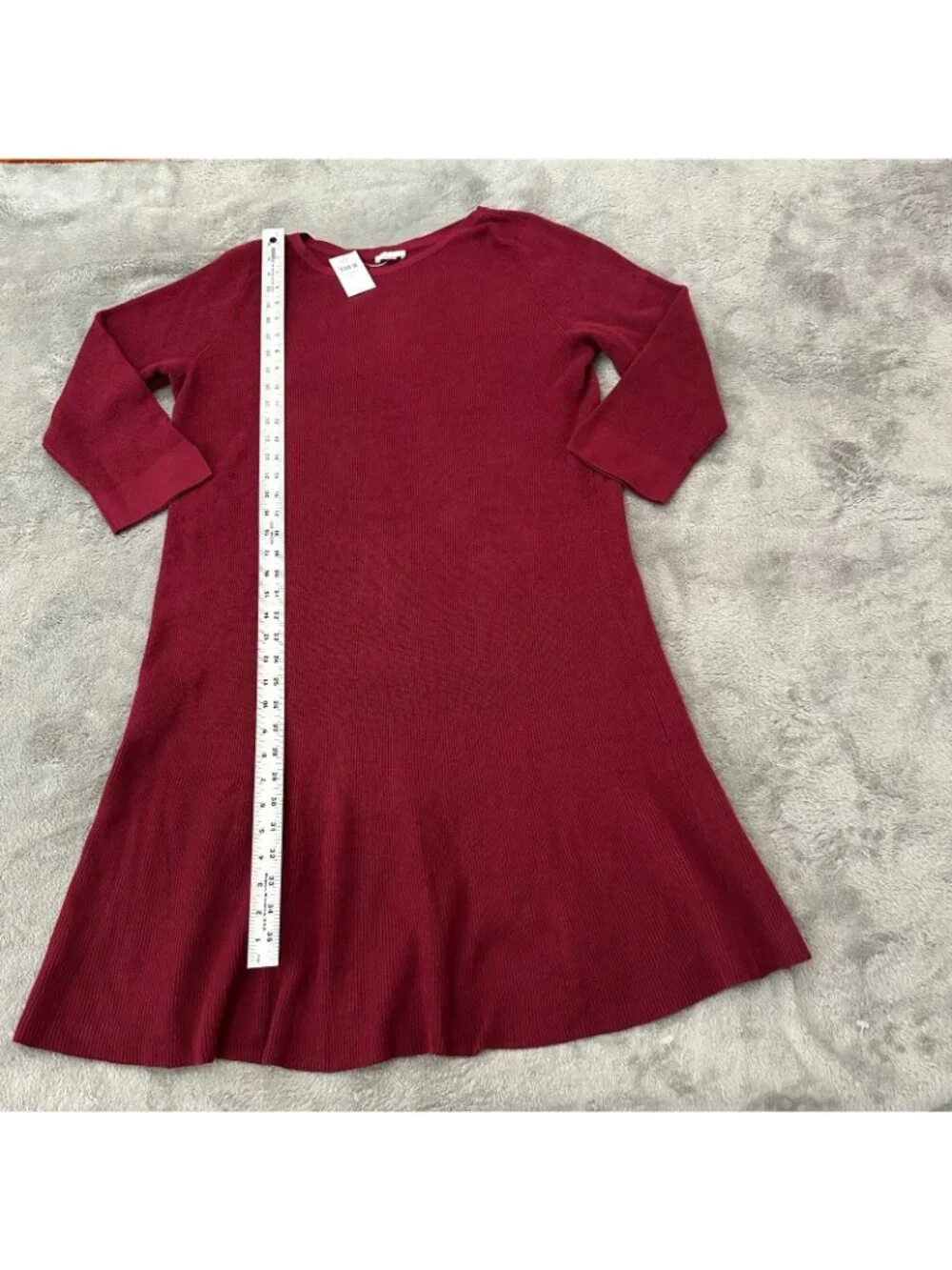 NWT J Jill Ribbed Sweater Dress Burgundy Maroon Womens LARGE